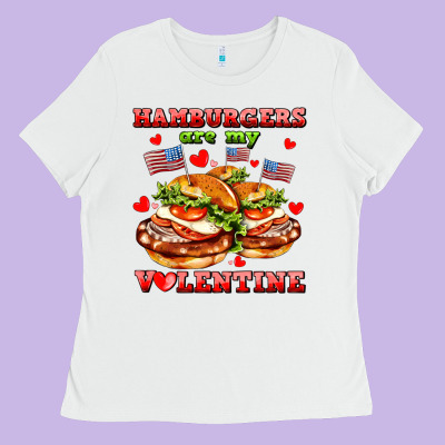 Hamburger Are My Valentine Ladies Tee Designed By Adodesignshop