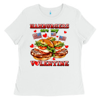 White hamburger are my valentine Ladies Tee - AdoDesignShop