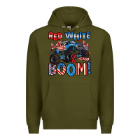 Army Green red white and boom 4th of july Premium Hoodie - Artiststas