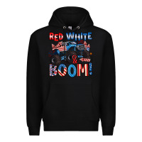 Black red white and boom 4th of july Premium Hoodie - Artiststas
