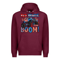 Burgundy red white and boom 4th of july Premium Hoodie - Artiststas