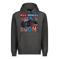 Charcoal Heather red white and boom 4th of july Premium Hoodie - Artiststas