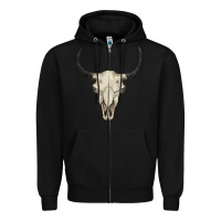 Black bull skull Zipper Hoodie - BarkalooDesign