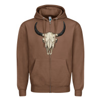 Chestnut bull skull Zipper Hoodie - BarkalooDesign