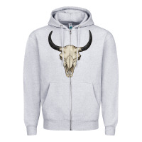 Heather Grey bull skull Zipper Hoodie - BarkalooDesign