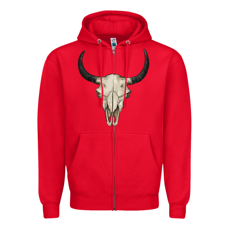 Bull Skull Zipper Hoodie by BarkalooDesign | Teevron