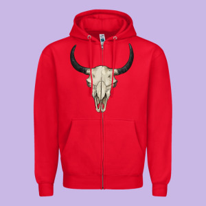 Bull Skull Zipper Hoodie Designed By Barkaloodesign