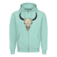 Seafoam bull skull Zipper Hoodie - BarkalooDesign