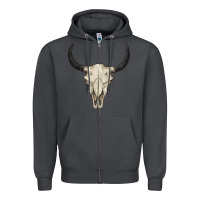 Smoke bull skull Zipper Hoodie - BarkalooDesign