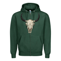 Sports Green bull skull Zipper Hoodie - BarkalooDesign