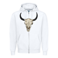 White bull skull Zipper Hoodie - BarkalooDesign