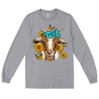 Heather Grey sunflower bandana goat Long Sleeve Tee - Jasminsmagicworld