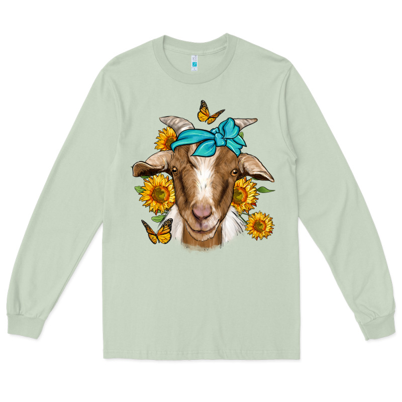 Sunflower Bandana Goat Long Sleeve Tee by Jasminsmagicworld | Teevron