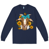 Navy sunflower bandana goat Long Sleeve Tee - Jasminsmagicworld