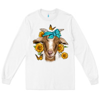 White sunflower bandana goat Long Sleeve Tee - Jasminsmagicworld