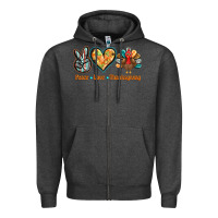 Charcoal Heather peace love thanksgiving Zipper Hoodie - BarkalooDesign