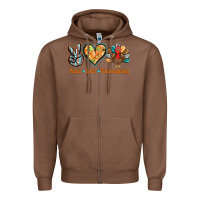 Chestnut peace love thanksgiving Zipper Hoodie - BarkalooDesign