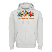 Dove Grey peace love thanksgiving Zipper Hoodie - BarkalooDesign