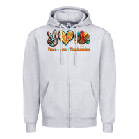 Heather Grey peace love thanksgiving Zipper Hoodie - BarkalooDesign