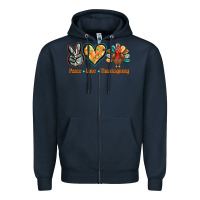 Navy peace love thanksgiving Zipper Hoodie - BarkalooDesign