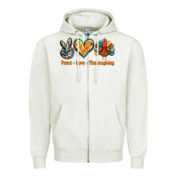 Oatmeal Heather peace love thanksgiving Zipper Hoodie - BarkalooDesign