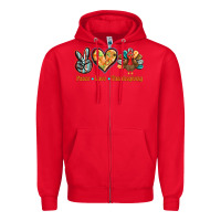 Red peace love thanksgiving Zipper Hoodie - BarkalooDesign