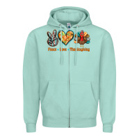 Seafoam peace love thanksgiving Zipper Hoodie - BarkalooDesign