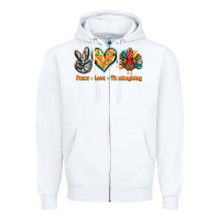 White peace love thanksgiving Zipper Hoodie - BarkalooDesign