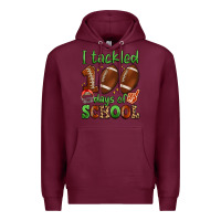 Burgundy i tackled 100 days of school Premium Hoodie - Artiststas