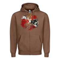 Chestnut leopard cowhide Christmas plaid patches Zipper Hoodie - Jasminsmagicworld