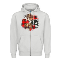 Dove Grey leopard cowhide Christmas plaid patches Zipper Hoodie - Jasminsmagicworld