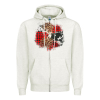 Leopard Cowhide Christmas Plaid Patches Zipper Hoodie | Teevron