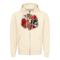 Sandshell leopard cowhide Christmas plaid patches Zipper Hoodie - Jasminsmagicworld