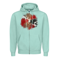 Seafoam leopard cowhide Christmas plaid patches Zipper Hoodie - Jasminsmagicworld