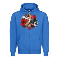 True Royal leopard cowhide Christmas plaid patches Zipper Hoodie - Jasminsmagicworld