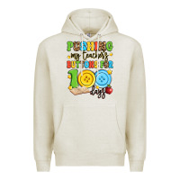 Oatmeal Heather pushing my teacher's buttons for 100 days Premium Hoodie - Artiststas