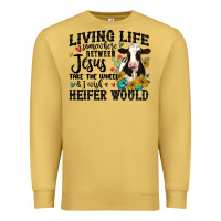 Antique Gold living life somewhere between jesus take the wheel Premium Sweatshirt - MaliasSmallBusiness