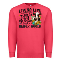 Living Life Somewhere Between Jesus Take The Wheel Premium Sweatshirt | Teevron