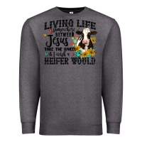 Charcoal Heather living life somewhere between jesus take the wheel Premium Sweatshirt - MaliasSmallBusiness