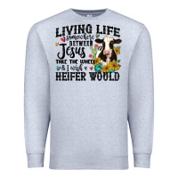 Heather Grey living life somewhere between jesus take the wheel Premium Sweatshirt - MaliasSmallBusiness