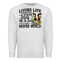 Oatmeal Heather living life somewhere between jesus take the wheel Premium Sweatshirt - MaliasSmallBusiness
