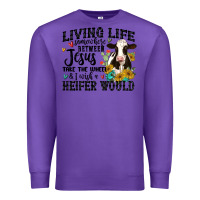Purple living life somewhere between jesus take the wheel Premium Sweatshirt - MaliasSmallBusiness