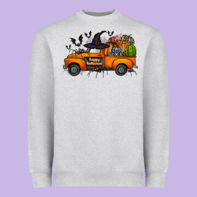 Happy Halloween Truck Heavyweight Sweatshirt Designed By Cowhidedigitalart