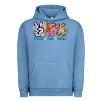 Pigment Pebble Blue Peace love Easter Urban Hoodie - NancyCooperArtShop