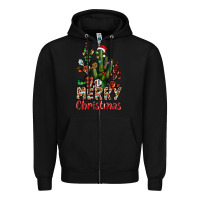 Black merry christmas cactus western Zipper Hoodie - BarkalooDesign