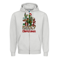 Dove Grey merry christmas cactus western Zipper Hoodie - BarkalooDesign