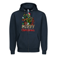 Navy merry christmas cactus western Zipper Hoodie - BarkalooDesign