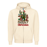Sandshell merry christmas cactus western Zipper Hoodie - BarkalooDesign