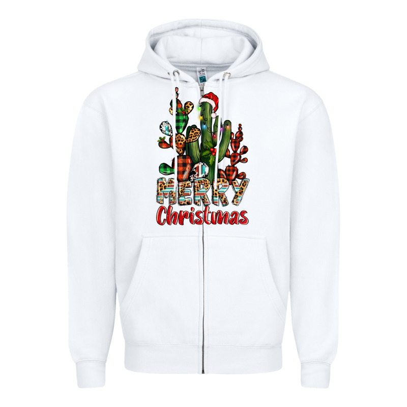 Merry Christmas Cactus Western Zipper Hoodie by BarkalooDesign | Teevron