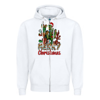 White merry christmas cactus western Zipper Hoodie - BarkalooDesign